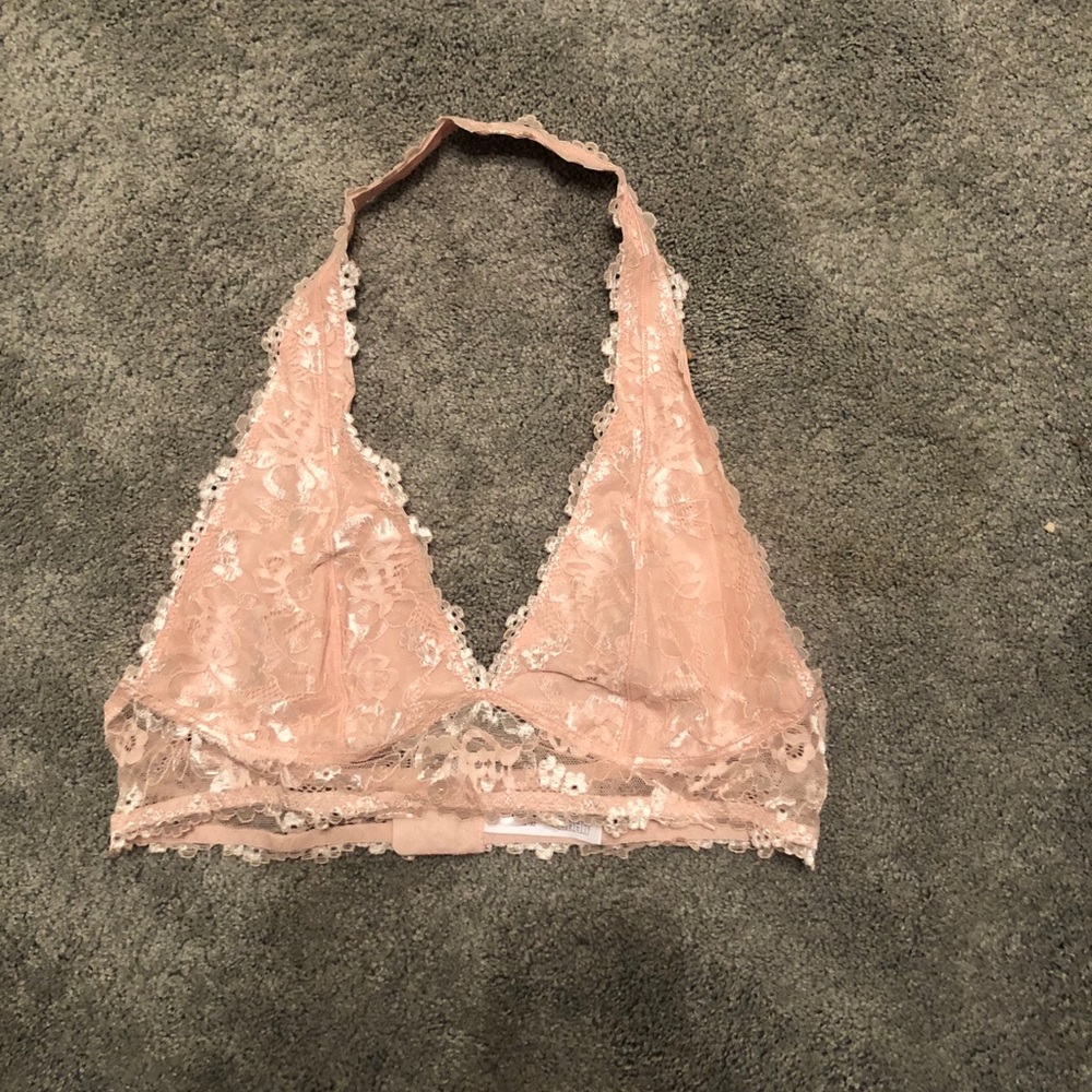 Pink Lace Halter Bralette